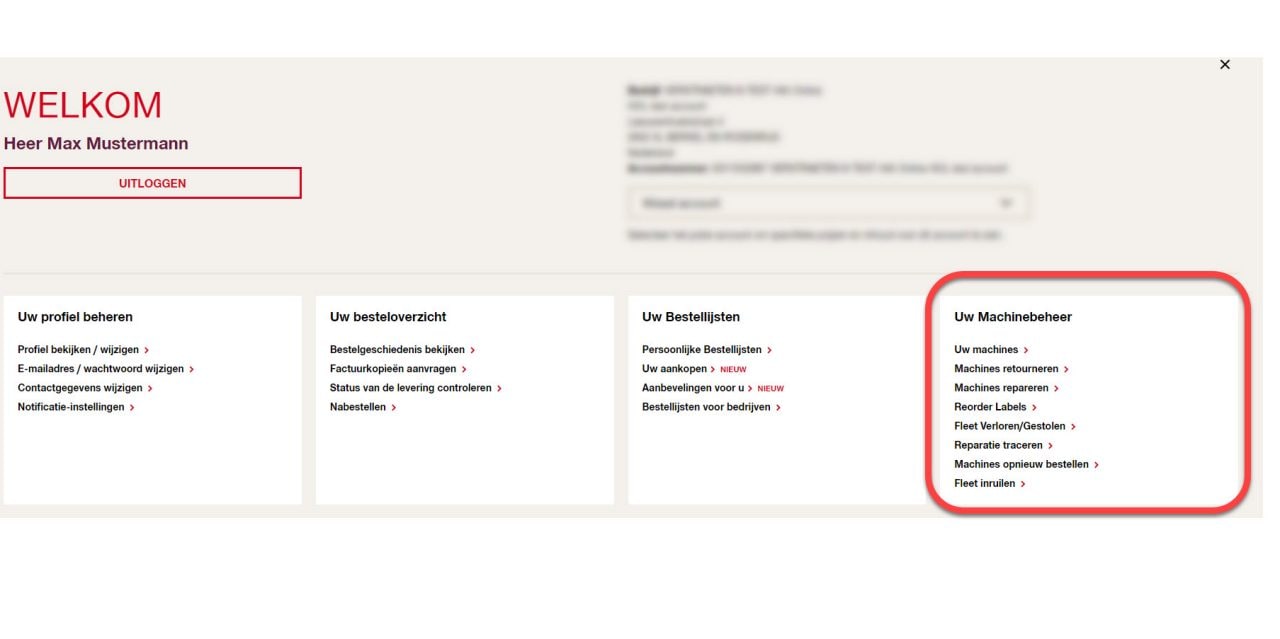 Uw machine overzicht