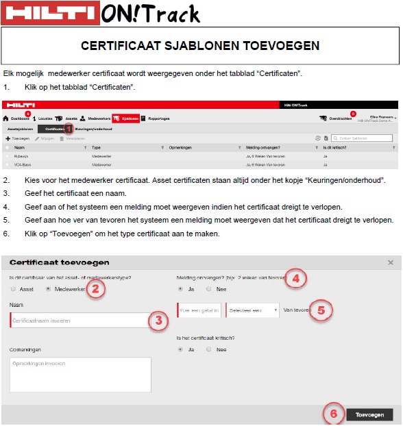 Certificaat sjabloon toevoegen