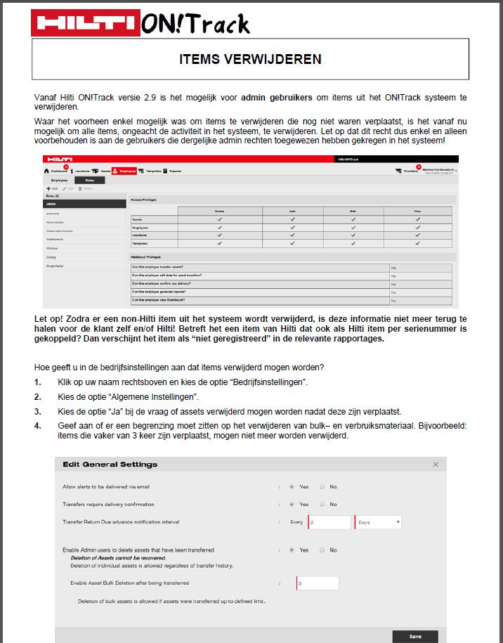 Asset verwijderen