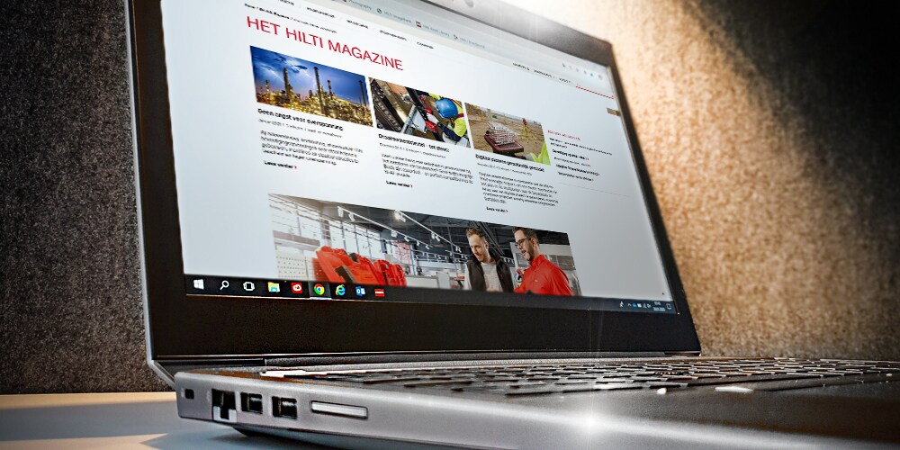Open laptop met Hilti magazine