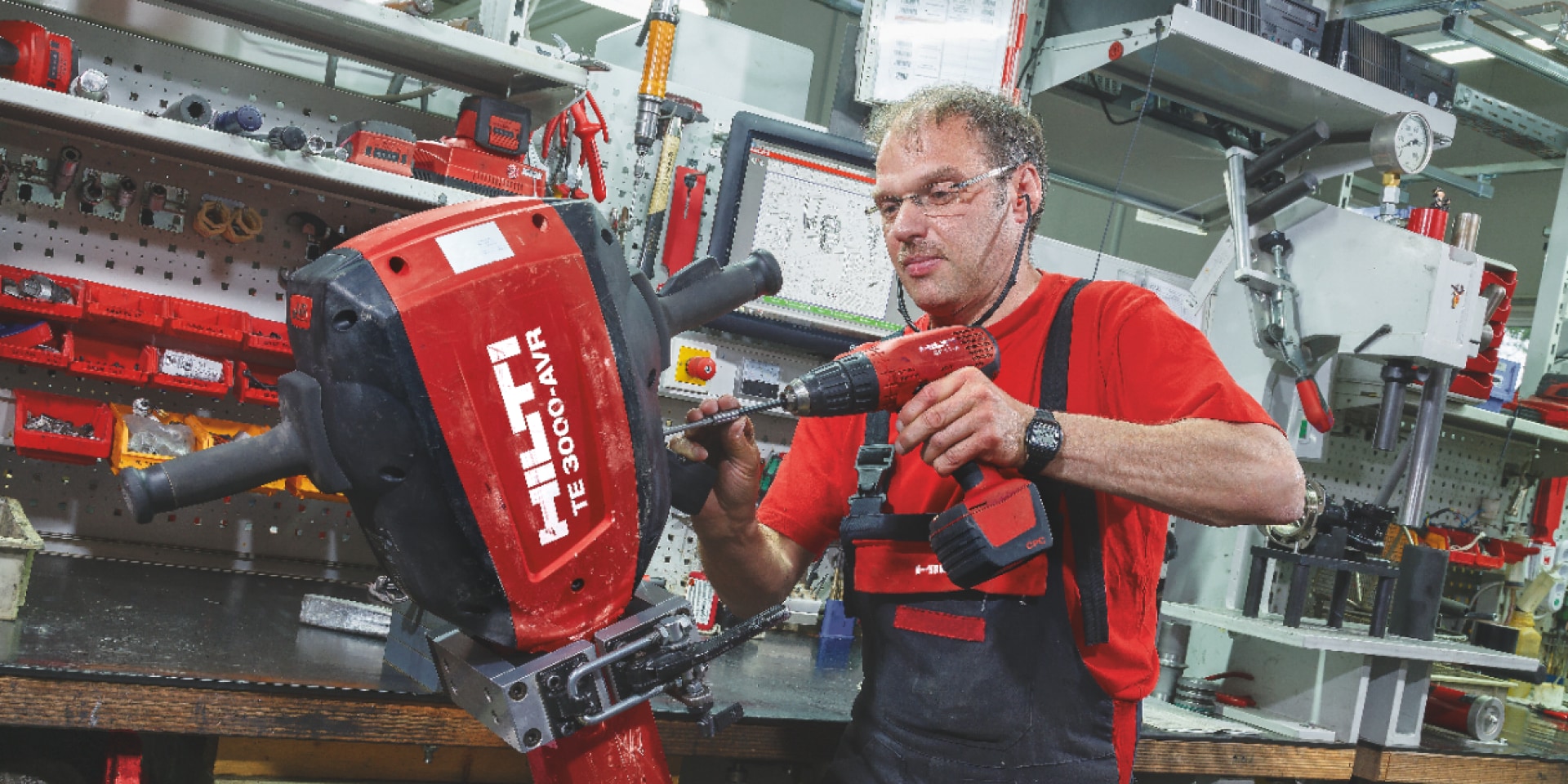 A Hilti tool being repaired