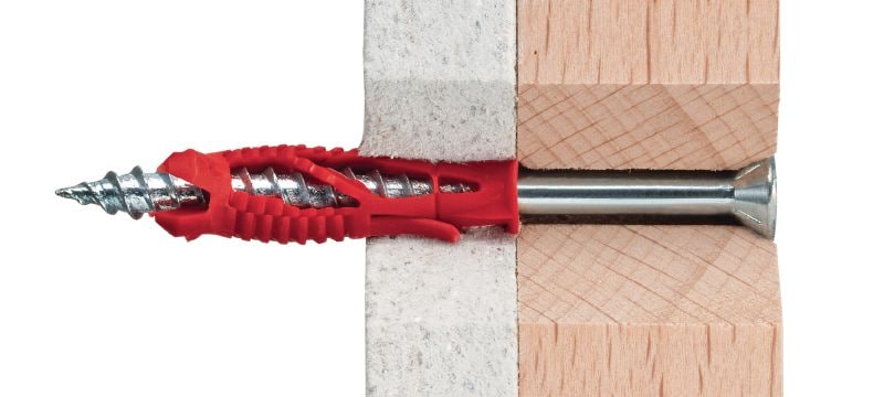 HUD-1 Kunststof wandplug Economische universele kunststof muurpluggen voor lichte bevestiging aan holle en massieve muren Toepassingen 1