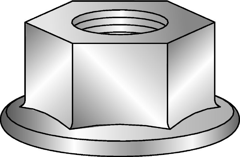 Verzinkte zeskantmoer met flens Verzinkte zeskantmoer met flens conform DIN 6923 8