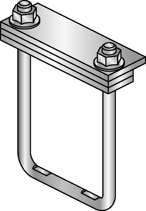 MIC-PS/MIC-PSP Thermisch verzinkte (HDG) verbinder voor de bevestiging van buisschoenen aan MI-draagbalken voor zware toepassingen met expansie