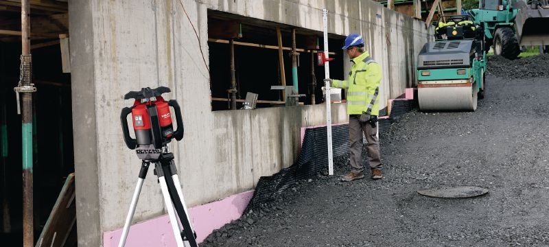 PR 2-A12 roterende laser voor buiten nivelleren Robuuste roterende buitenlaser voor horizontaal nivelleren Toepassingen 1