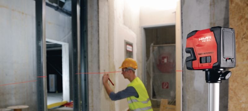 PM 2-L lijnlaser voor nivelleren Lijnlaser met 2 lijnen voor nivelleren, uitlijnen en haaks uitzetten met rode straal Toepassingen 1