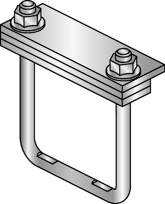 MIC-PS/MIC-PSP Thermisch verzinkte (HDG) verbinder voor de bevestiging van buisschoenen aan MI-draagbalken voor zware toepassingen met expansie