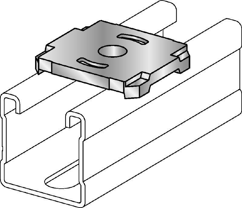 MQZ-L-R basisplaat Roestvrijstalen (A4) basisplaat voor brandbestendige bevestiging van trapezes en ankers