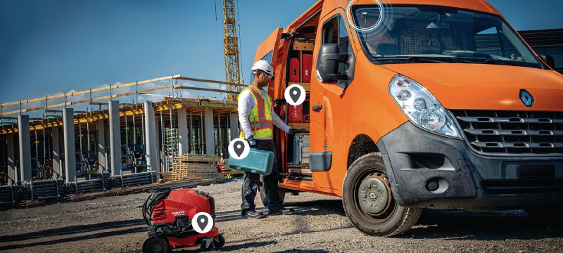 Inventarisbeheer bestelwagens Inventarisatiegateway voor live, op afstand inventarisbeheer van bedrijfswagens en het volgen van voertuiglocaties met behulp van ON!Track Bluetooth® Active Tags Toepassingen 1