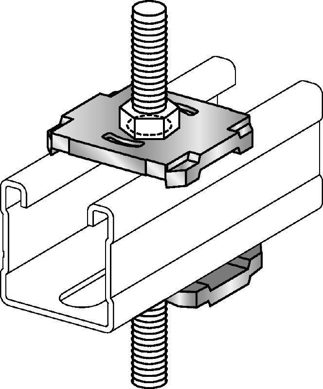 MQZ-L-R basisplaat Roestvrijstalen (A4) basisplaat voor brandbestendige bevestiging van trapezes en ankers