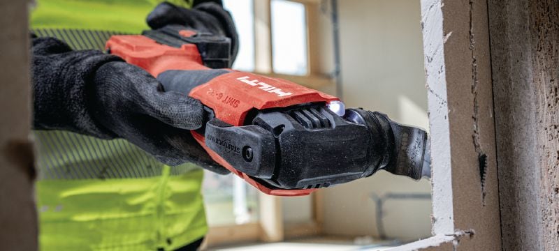 Multi tool SMT 6-22 op accu Krachtige multi tool op accu met een Starlock Max opname, AVR en een oscillerende hoek van 4° Toepassingen 1