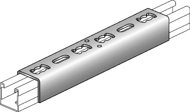 MQV kanaalstrop Verzinkte railverbinder voor gebruik als verlenger in lengterichting voor MQ-schoorkanalen