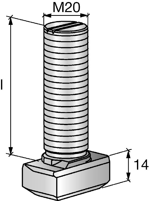 HBC-C-N T-bout met inkeping T-bouten met inkeping voor spannings-, loodrechte en parallelle afschuifbelastingen (3D-belastingen)