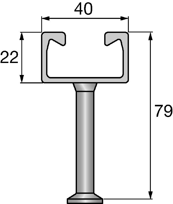 HAC-C-P warmgewalste ankerrail Warmgewalste instortankerrails in standaardmaten en -lengtes, geschikt voor een breed scala aan toepassingen