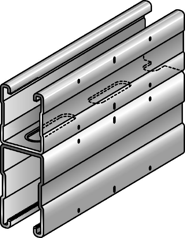 MQ-52-72 D Verzinkte, dubbele MQ-rail voor (middel)zware toepassingen