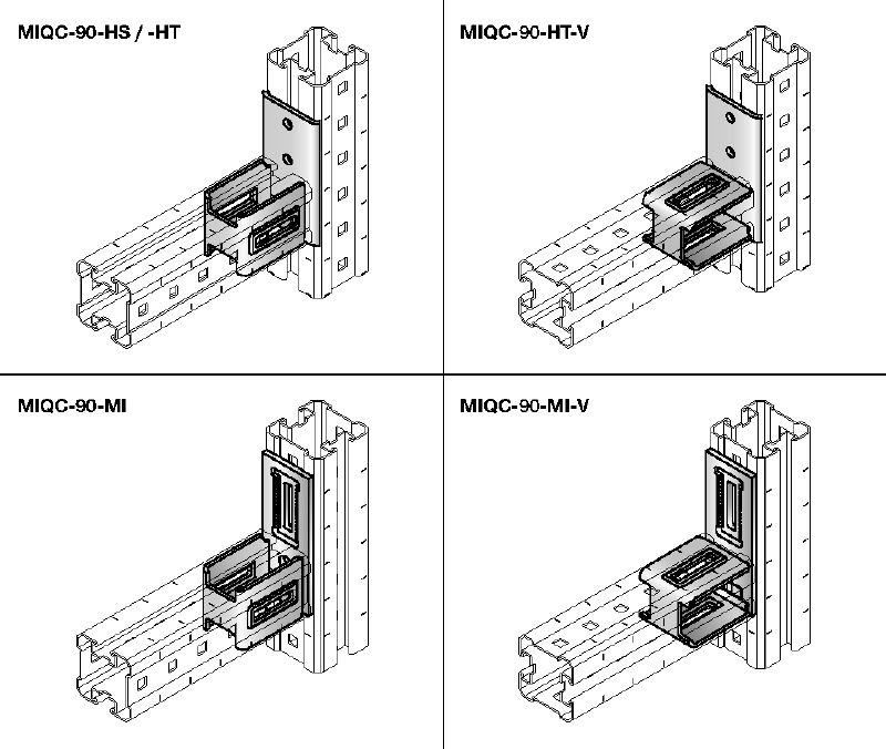 MIQC-H Zware thermisch verzinkte (HDG) verbinder om twee MIQ-draagbalken te verbinden