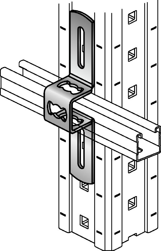 MIC-MI/MQ-X Thermisch verzinkte (HDG) verbinder voor de haakse bevestiging van MQ-profielen aan MI-draagbalken Toepassingen 1