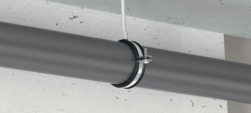 MP-PI buisklem Verzinkte (HDG) buisklem met geluidsisolatie voor voordelige lichte/middelzware toepassingen Toepassingen 1