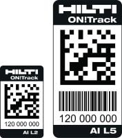 AI L2 en AI L5 Robuuste, zelfklevende streepjescodetags voor het identificeren en tracken van alle soorten bouwmachines