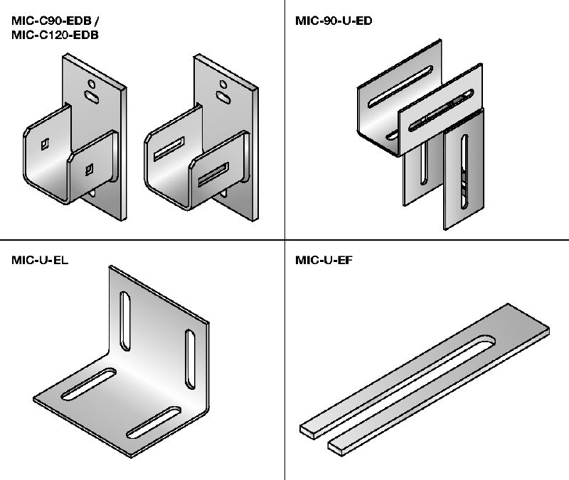 MIC verbinder Thermisch verzinkte (HDG) verbinders voor het flexibel installeren van horizontale scheidingsbalken in liftschachten