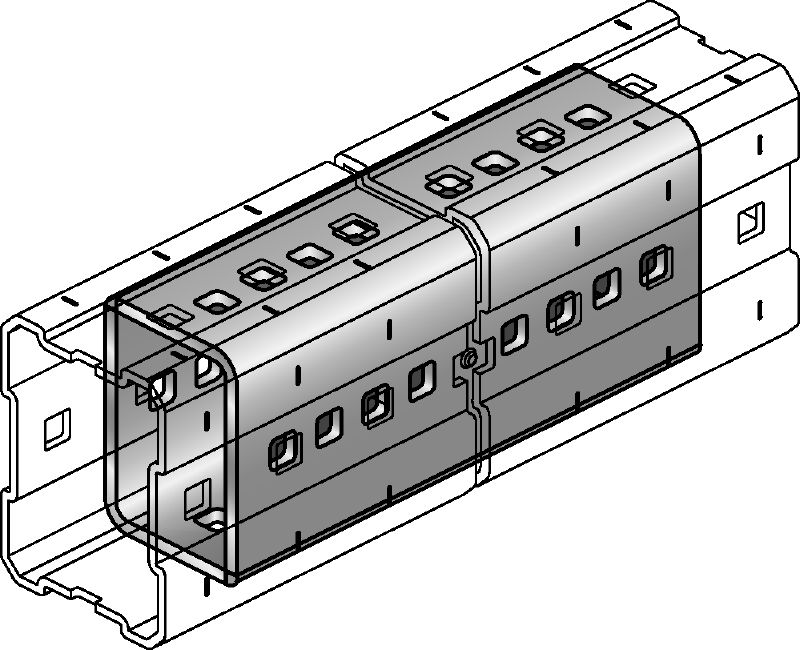 MIC-E verbinder Thermisch verzinkte (HDG) verbinder om MI-draagbalken in de lengte te bevestigen voor grote overspanningen in zware toepassingen