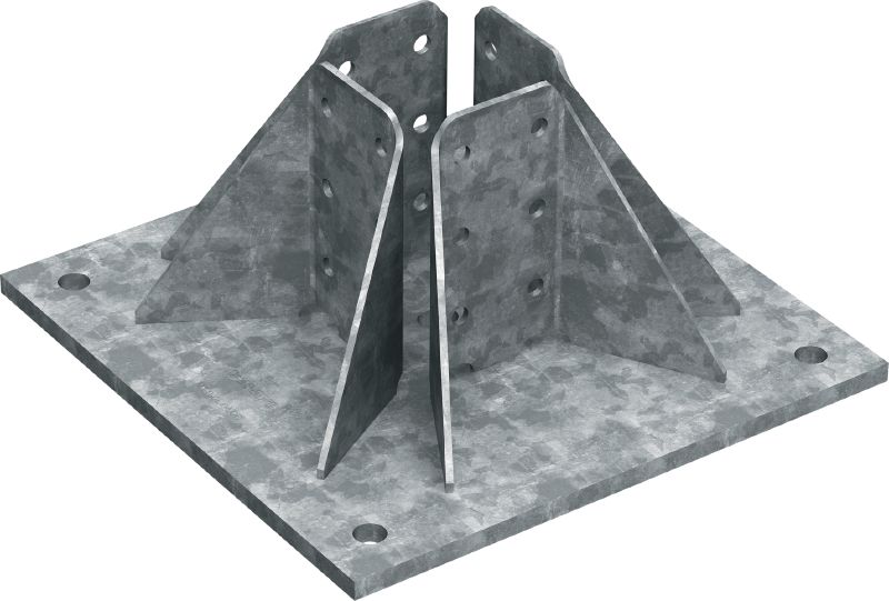 MT-B-GL O4 OC zware grondplaat Basisverbinder voor de verankering van 3D, zware MT-90 kokerprofielen op beton, voor buitengebruik met lage corrosie-invloeden