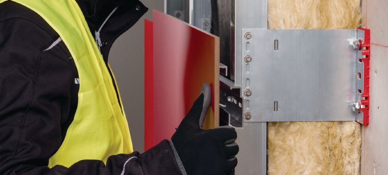 MFT-HP beugelrail 22.5 Beugelrail voor de verborgen bevestiging van gevelpanelen met behulp van beugels Toepassingen 1