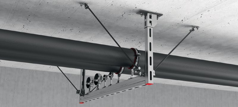 MQS-W seismische hoek Verzinkte steunrailverbinder voor gebruik in versterkte MQ-railstrapeziums voor seismische toepassingen Toepassingen 1
