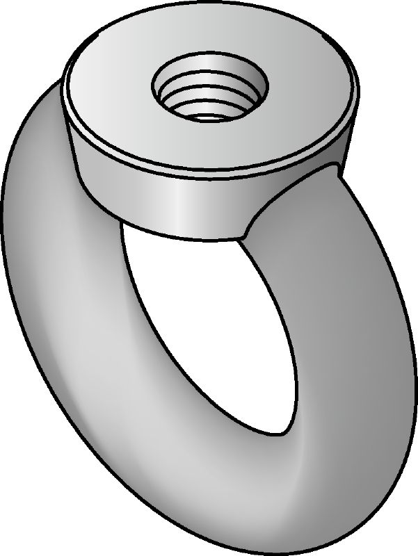 Verzinkte oogmoer DIN 582 Verzinkte oogmoer conform DIN 582 met ring in kop om haken aan te bevestigen