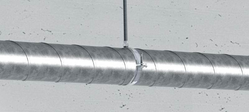 MV-P beugels voor ventilatieleidingen Beugel voor ventilatieleidingen zonder geluidsisolatie-element en verbindingskop M8/M10 Toepassingen 1