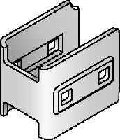 MIQC-SC Thermisch verzinkte (HDG) verbinder voor gebruik met MIQ-basisplaten voor vrije positionering van de draagbalk