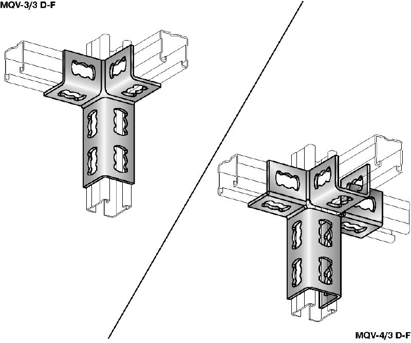 MQV-3D-F railverbinder Thermisch verzinkte (HDG) railverbinder voor driedimensionale constructies