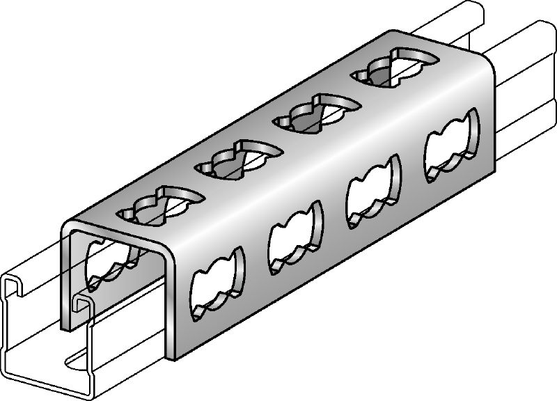 MQV-F verbindingstrekijzer Thermisch verzinkte railverbinder voor gebruik als verlenger in lengterichting voor MQ-veerprofielen