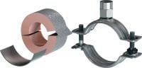 MI-CF LS Koelbeugel (30 mm) Standaard verzinkte buisklem met belastingverdeling voor koeltoepassingen met isolatie van 30 mm