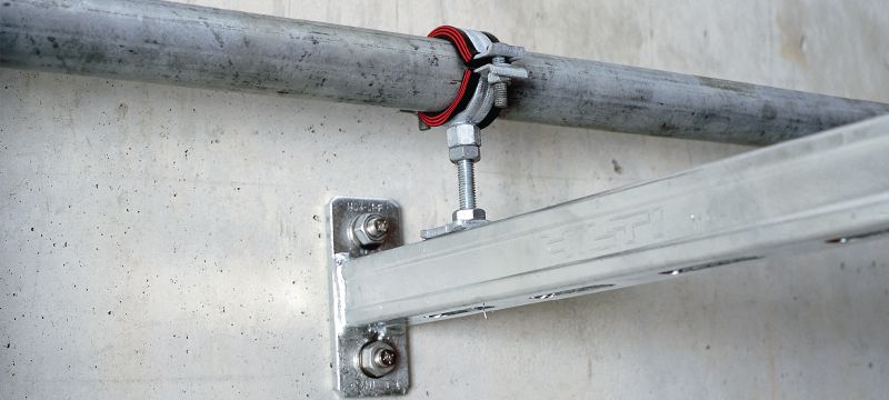 MP-MI-F-buisklem voor zware toepassingen Thermisch verzinkte (HDG)-buisklem met geluidsisolatie voor zware toepassingen Toepassingen 1