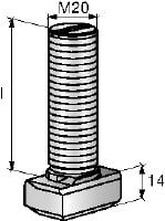 HBC-C-N T-bout met inkeping T-bouten met inkeping voor spannings-, loodrechte en parallelle afschuifbelastingen (3D-belastingen)