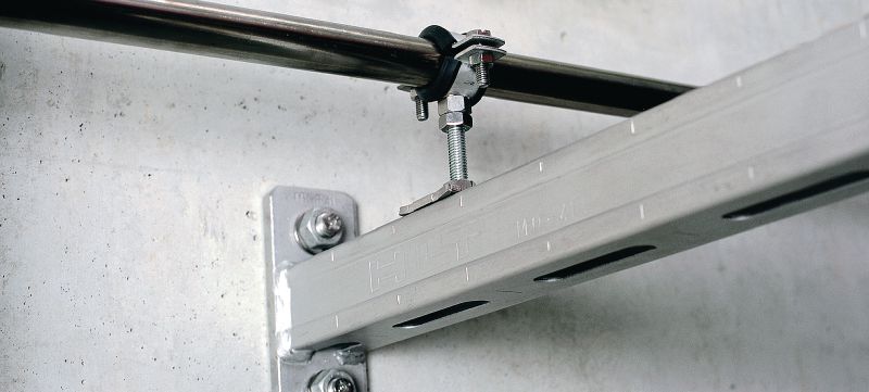 MP-SRNI buisklem voor lichte belasting Roestvaststalen (A4) buisklem met geluidsisolatie voor lichte toepassingen Toepassingen 1