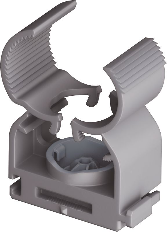 X-FC MX Multi-clip Verstelbare buisklem, geoptimaliseerd voor bevestigen met nagels op strip en compatibel met een breed scala aan bevestigingsmethoden, basismaterialen en buisdiameters