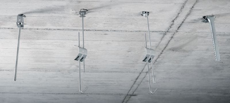 X-SCR clips voor verlaagde plafonds Clip om een plafondhanger/draadstang voor verlaagd plafond snel, gemakkelijk en zonder boren te bevestigen in beton Toepassingen 1
