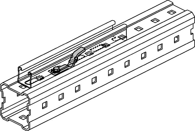 MIC-MI/MQ M8 Thermisch verzinkte (HDG) verbinder voor de parallelle bevestiging van MQ-veerprofielen aan MI-draagbalken Toepassingen 1