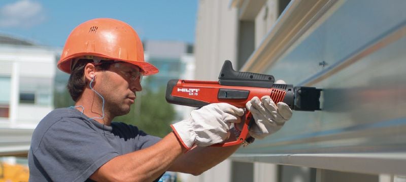 X-ENP beplatingsbevestiging voor metaal Enkelschots nagel voor het bevestigen van metalen dakplaten op stalen constructies met kruitschiethamers Toepassingen 1