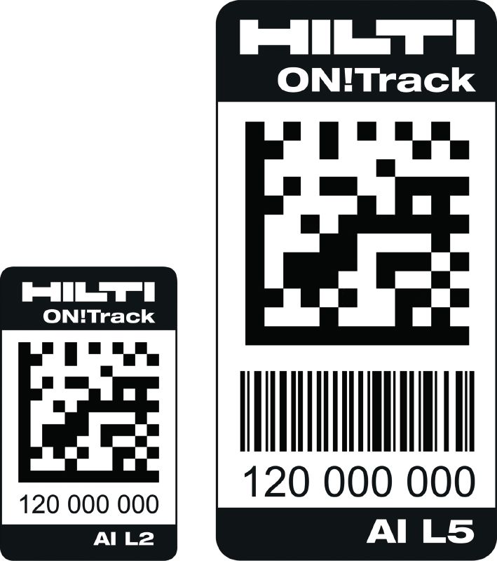 AI L2 en AI L5 Robuuste, zelfklevende streepjescodetags voor het identificeren en tracken van alle soorten bouwmachines