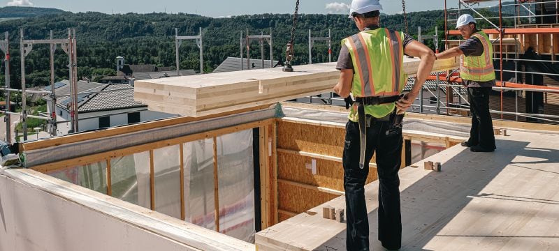 HTC-P2P-aansluiting voor houtpaneel Houtverbindingssysteem voor het uitlijnen en bevestigen van kruislings gelamineerde houten CLT-panelen in massief houten constructies Toepassingen 1