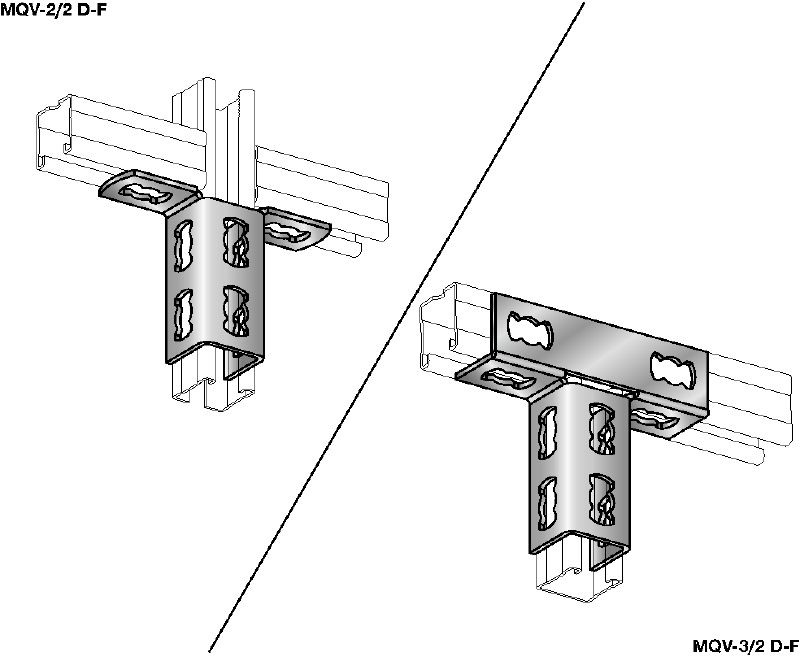 MQV-2D-F railverbinder Thermisch verzinkte (HDG) railverbinder voor tweedimensionale constructies