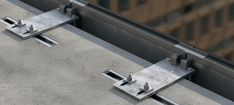 Standaard HAC-V ankerrail Instort ankerrails met verbeterde belastingscapaciteiten meerdere inplantingsdieptes voor energiezuinige bevestiging van vliesgevels Toepassingen 1