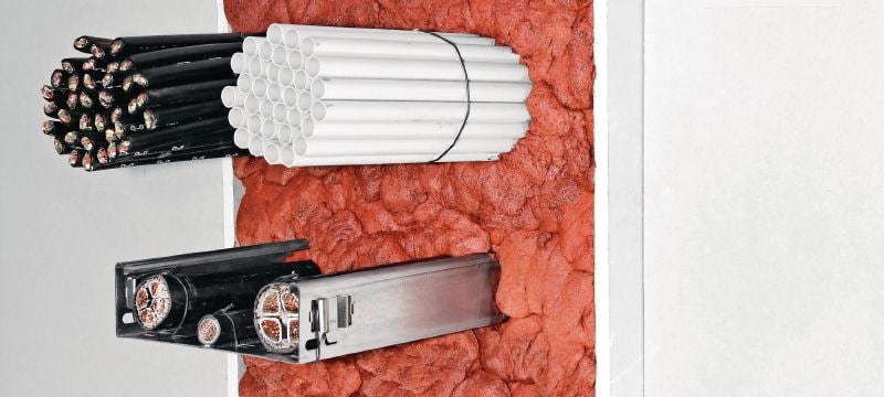 Flexibel brandwerend CFS-F FX schuim Eenvoudig te installeren flexibel brandwerend schuim om een brand- en rookbarrière rondom gemengde en kabeldoorvoeringen te maken Toepassingen 1