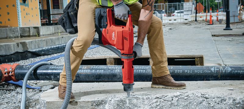 TE 60-22 accuboorhamer Krachtige SDS Max (TE-Y) accuboorhamer met actieve vibratiereductie en beveiliging tegen vastslaan voor zwaar boor- en beitelwerk in beton (Nuron) Toepassingen 1
