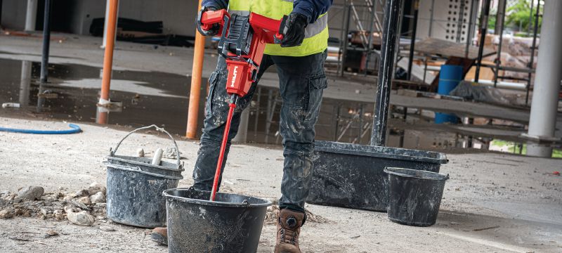 NMX 6-22 accu-mixer Accu-mixer met krachtige borstelloze motor voor het mengen van beton, mortel en vele andere bouwmaterialen (Nuron-accuplatform) Toepassingen 1