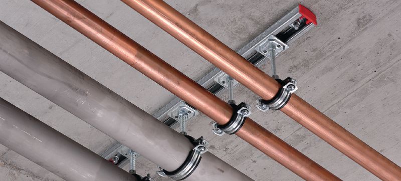 MP-HI buisklem met snelsluiting voor lichte toepassingen (geluidsgeïsoleerd) Premium verzinkte buisklem met snelsluiting voor lichte toepassingen Toepassingen 1