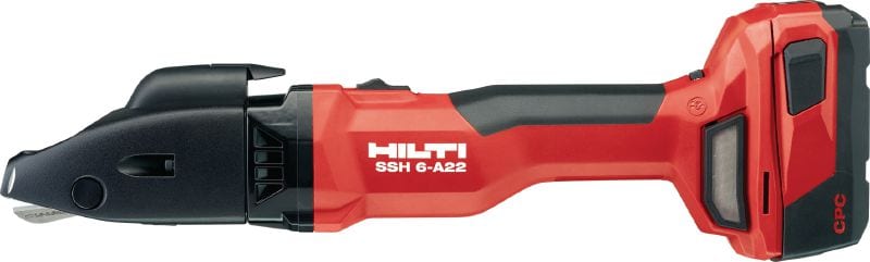 SSH 6-A22 plaatschaar op accu Accuschaar voor alle snelle, rechte of gebogen zaagsneden in plaatstaal, spiraalbuizen en andere metalen ondergronden tot een dikte van 2,5 mm